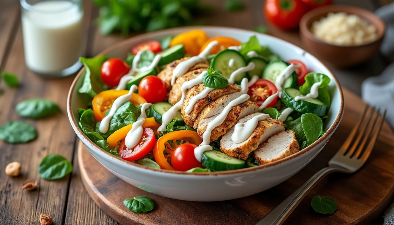 entdecken sie leckere hähnchen-salate rezepte – leichte, gesunde und sättigende ideen für jede mahlzeit.