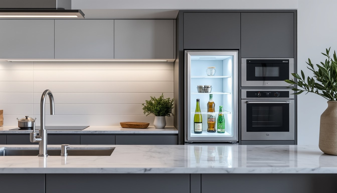 entdecken sie elegante mini-kühlschränke mit glastür, die durch ihr transparentes design überzeugen. ideal für stilbewusste haushalte und moderne büros.